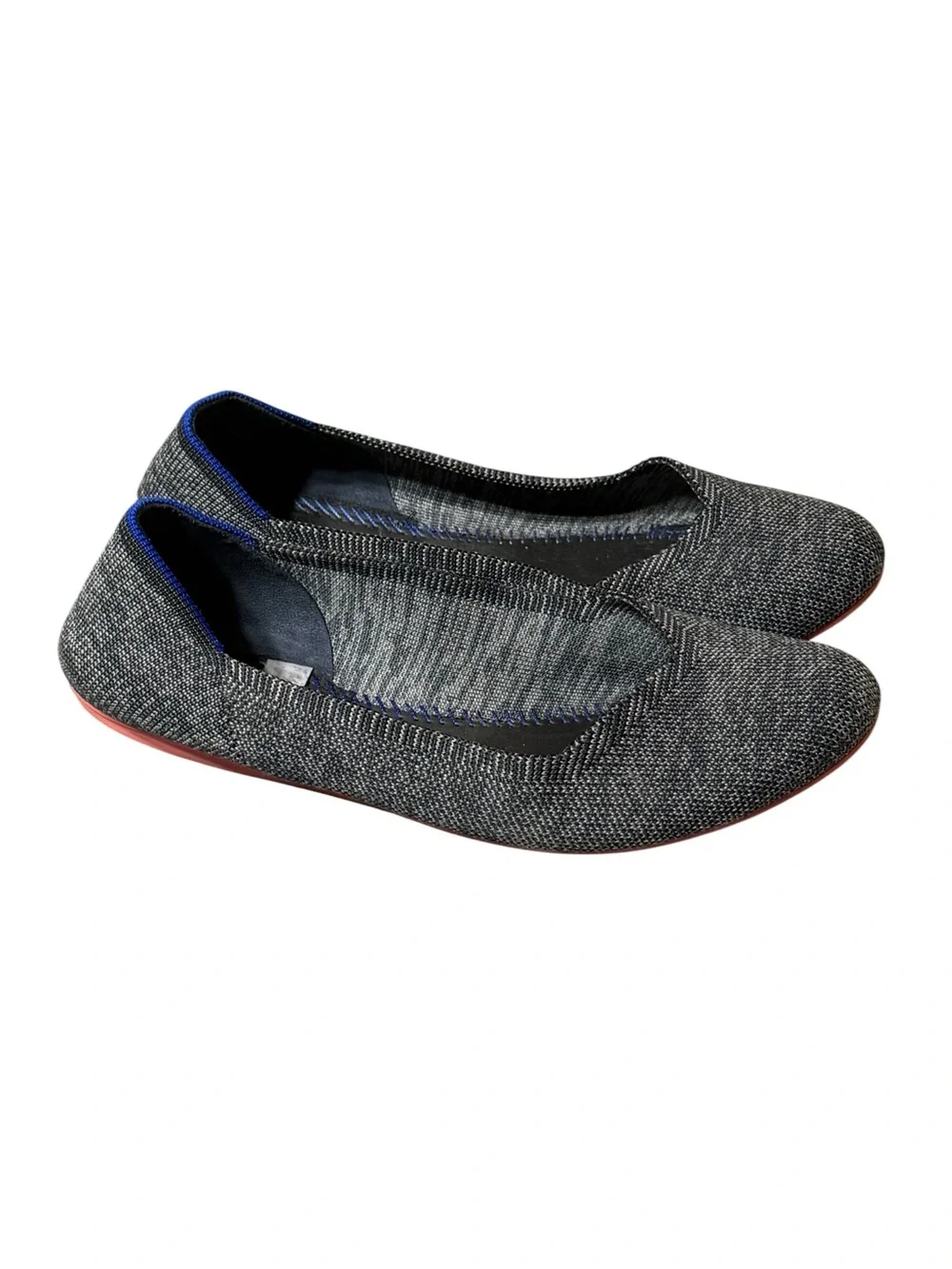 Rothys The Flat Size 9 Charcoal Gray Birdseye Round Toe Washable Knit Ballet